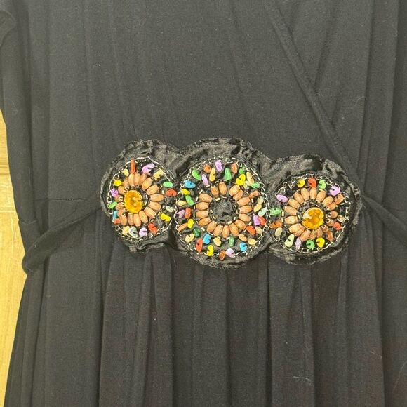 Lane Bryant Black Dress Bead Front Tie at Waist 18/20 - Picture 3 of 5